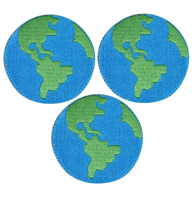 Hành tinh trái đất tùy chỉnh Thế giới sắt trên các bản vá huy hiệu thêu Blue Merrow Border