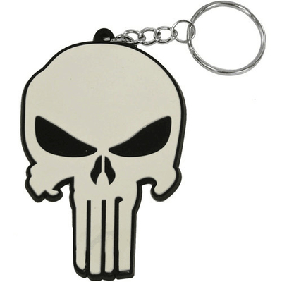 Cao su tùy chỉnh PVC Keychain Quà tặng khuyến mãi Marvel Punisher Logo Soft Touch