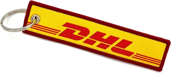 Thiết kế Logo tùy chỉnh DHL Flight Crew Móc khóa thêu Móc khóa dệt