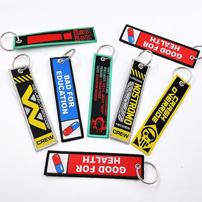 Tùy chỉnh in trống chữ cái bảng chữ cái hai mặt Keychain đan thêu Keychain ngắn Lanyard Key Tags