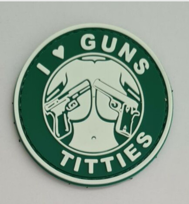 Súng và tiêu đề 3D PVC Starbucks Morale Patch Green Hook và Loop Morale Patch