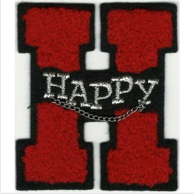 2 1/2 &quot;Màu đỏ Happy Letter H Chenille Varsity Patch