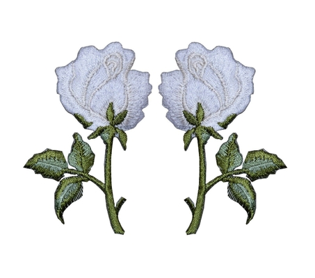 2 cái / cặp sắt hoa hồng trắng trên thêu hoa viền cho quần áo