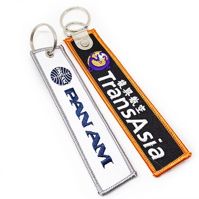 Logo tùy chỉnh vải Key Tag thêu Keychain Label Keychain