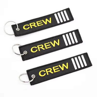 Nhà máy tùy chỉnh vải thêu Key Ring Luggage Tag Keychain Key Tags