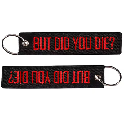Nhà máy tùy chỉnh vải thêu Key Ring Luggage Tag Keychain Key Tags