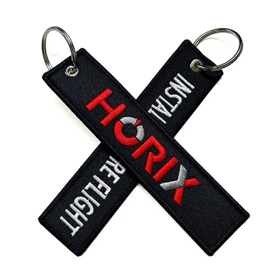 Nhà máy tùy chỉnh vải thêu Key Ring Luggage Tag Keychain Key Tags