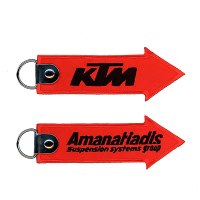 Logo tùy chỉnh vải Key Tag thêu Keychain Label Keychain