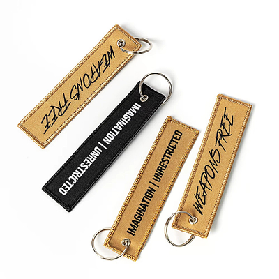Logo tùy chỉnh vải Key Tag thêu Keychain Label Keychain