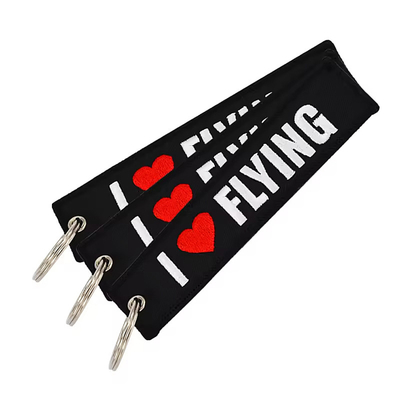 Black Twill thêu keychain Crew thêu hành lý thẻ vải keychain