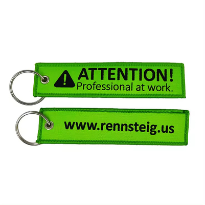 Logo tùy chỉnh Vải thêu keytags Logo dệt trước khi bay Jet Tags Keychains Như một món quà