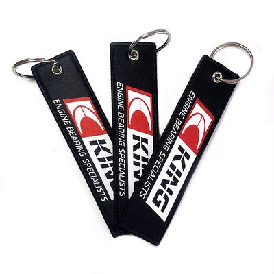 Logo tùy chỉnh Vải thêu keytags Logo dệt trước khi bay Jet Tags Keychains Như một món quà