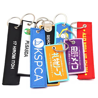 Bán lẻ thiết kế tùy chỉnh thêu vải vải dệt Keychain đặc biệt