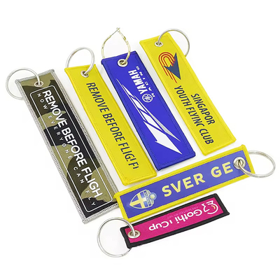 Bán lẻ thiết kế tùy chỉnh thêu vải vải dệt Keychain đặc biệt