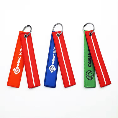 Tùy chỉnh in trống chữ cái bảng chữ cái hai mặt Keychain đan thêu Keychain ngắn Lanyard Key Tags