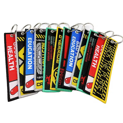Tùy chỉnh in trống chữ cái bảng chữ cái hai mặt Keychain đan thêu Keychain ngắn Lanyard Key Tags
