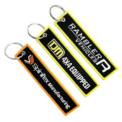 Thẻ máy bay tùy chỉnh Sublimated thêu vải Keychains Flight Cloth One Piece Key Tags