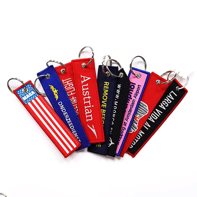 Creative Đơn vị Logo bền Keychain hai mặt Mark đan keychain thêu