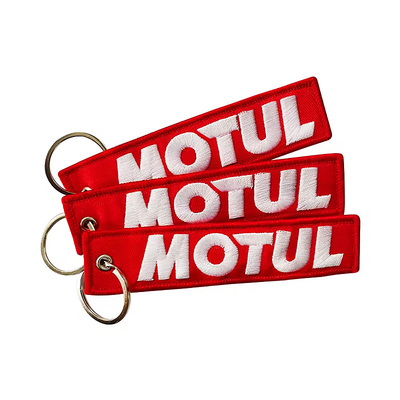 Creative Đơn vị Logo bền Keychain hai mặt Mark đan keychain thêu