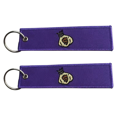 Gói chìa khóa bán buôn thêu văn bản thẻ chìa khóa để quảng cáo Custom logo keychain