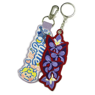 Gói chìa khóa bán buôn thêu văn bản thẻ chìa khóa để quảng cáo Custom logo keychain