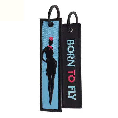 Nhựa thêu keychain với logo tùy chỉnh quảng cáo thời trang vải dệt key tag keychain