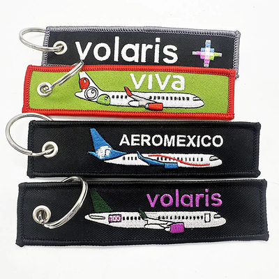 Nhựa thêu keychain với logo tùy chỉnh quảng cáo thời trang vải dệt key tag keychain
