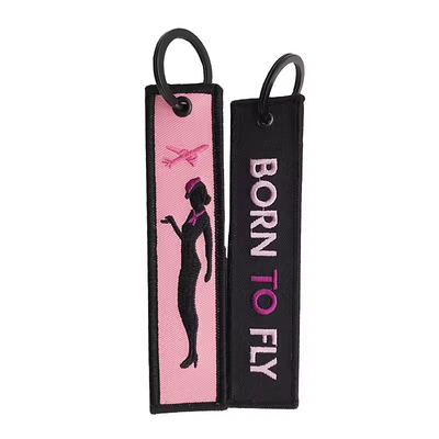 Logo tùy chỉnh Key tag thêu Dải nylon loại bỏ trước khi bay Keychain