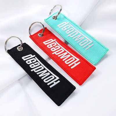 Red Custom thêu keychain với chấp nhận OEM / ODM