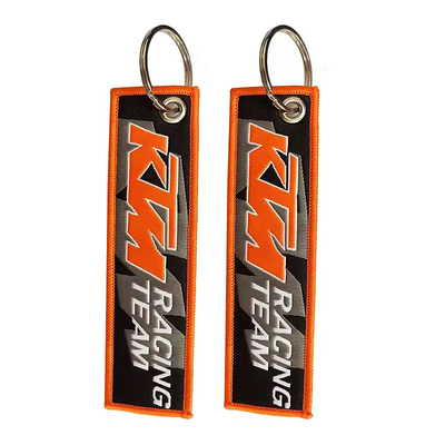 Logo thiết kế tùy chỉnh Key Holder Nhẫn dây chuyền Vải thẻ Custom Woven Keychain