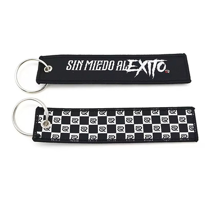 Nhẫn chìa khóa dệt polyester tùy chỉnh Logo tùy chỉnh với nhẫn lớn