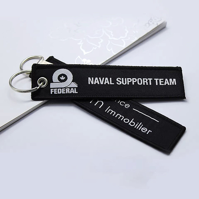 Logo tùy chỉnh Keychain dệt vải thêu Keychains xe hơi cho quà tùy chỉnh