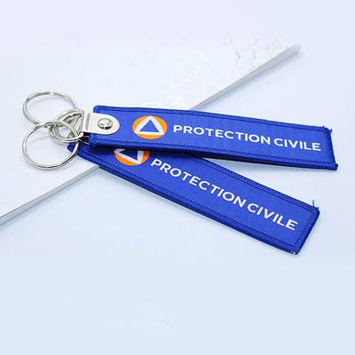Logo tùy chỉnh Keychain dệt vải thêu Keychains xe hơi cho quà tùy chỉnh