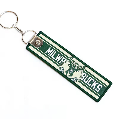 Đơn vị hai mặt chữ cái thêu Keychain Tên thương hiệu Logo Jet Tag Key Ring chất lượng cao đan thêu Key Chai