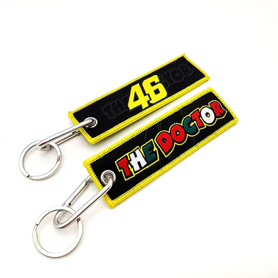 Cá nhân Blank Custom Logo thêu vải dệt Key Ring Key Fob Key tag máy bay Jet tag thêu Airline keyc