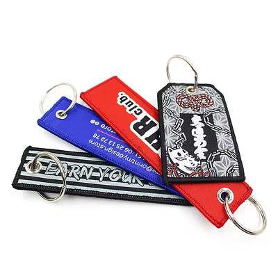 Cá nhân Blank Custom Logo thêu vải dệt Key Ring Key Fob Key tag máy bay Jet tag thêu Airline keyc