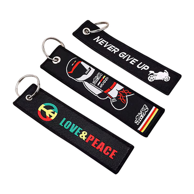 Thiết kế thời trang thêu Patch Kevchain Vải dệt Key Ring Với Logo của riêng bạn