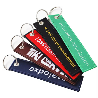 Thiết kế thời trang thêu Patch Kevchain Vải dệt Key Ring Với Logo của riêng bạn