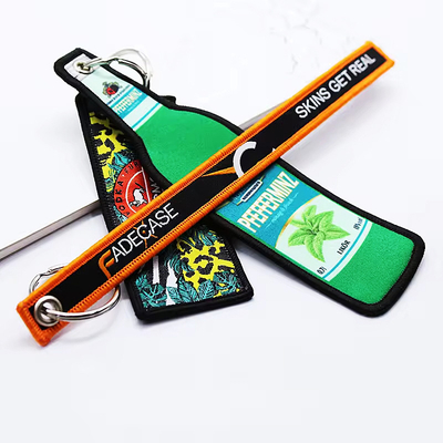Nhãn khóa được dệt tùy chỉnh Keychain hàng không Key Tag Keychain Jet Tag với Big Ring Thêm