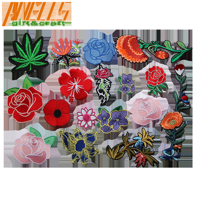 2 cái bông hoa hướng dương thêu Patch Twill bông hoa thêu sắt trên miếng vá