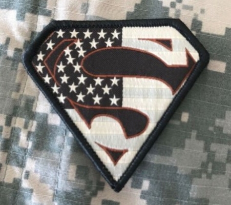 BuckUp Tactical Patch Hook Super man USA Tan Subdued Patches 2.75 &quot;