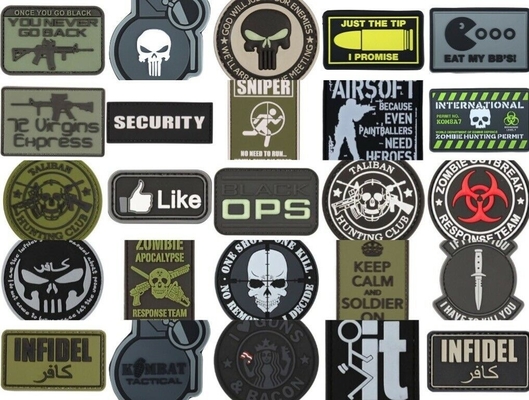 Hook Loop PVC Tactical Airsoft Patch Màu Pantone nổi 2D 3D