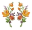 Sắt thêu viền hợp nhất trên miếng dán 2 chiếc màu cam Rose Flower