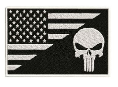 MỸ CỜ SKULL Sắt Trên Vá Thêu Màu đen Trắng Quân đội Quân cờ Vá