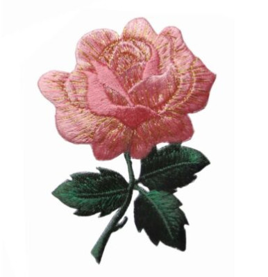 # 4535 3 1/4 &quot;Bàn ủi thêu hoa hồng màu hồng hồng trên miếng dán