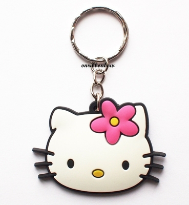Bán buôn thiết kế thời trang dễ thương Hello Kitty đầu PVC móc khóa cao su