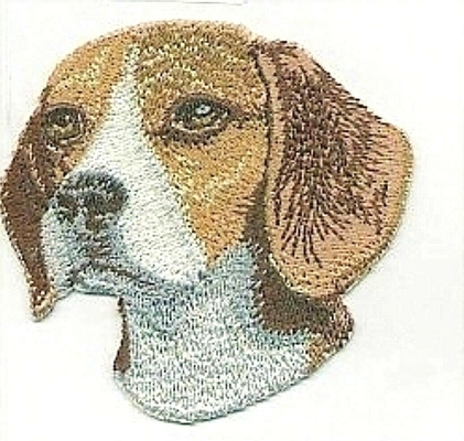 3 &quot;Chân dung chó Beagle Sắt trên bản vá thêu Đường viền hợp nhất Màu Pantone tùy chỉnh