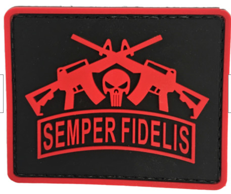 Miếng dán PVC mềm đúc tùy chỉnh USMC Semper Fidelis Marine Corps Red cho hàng may mặc