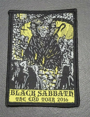Bàn ủi trên các bản vá dệt tùy chỉnh Màu đen Sabbath The End Tour 2016 Bản vá cho áo khoác T shirt